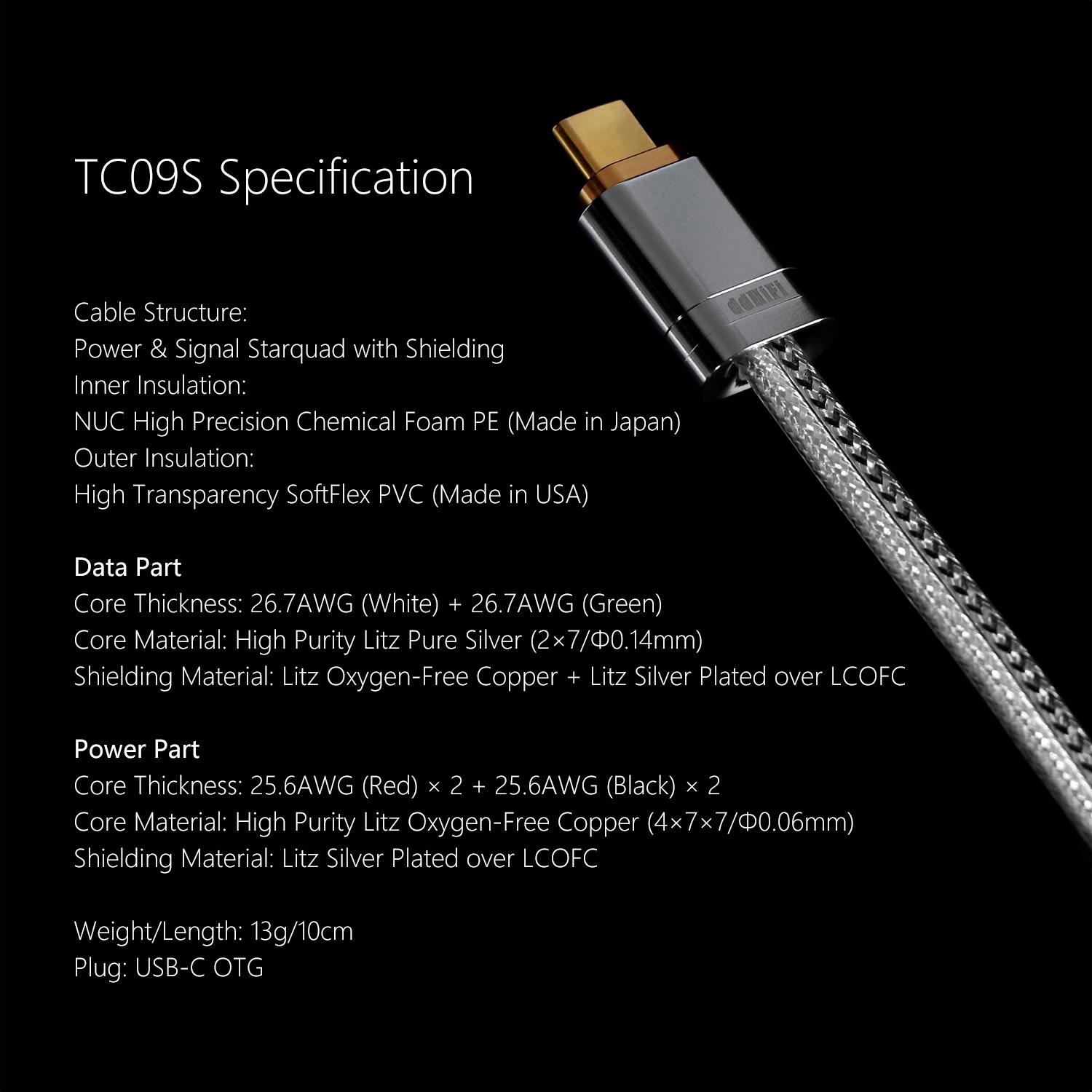 DD DDHIFI TC09S / TC 09S / TC 09 S USB-C to USB-C OTG Cable Original