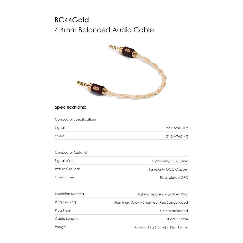 DDHIFI BC44Gold / BC44 Gold / BC 44Gold / BC 44 Gold - 4.4mm Balanced Audio Cable Original