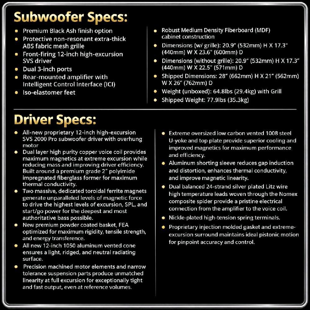SVS PB 2000 Pro / PB-2000 Pro / PB2000 Pro / PB2000Pro Subwoofer Original