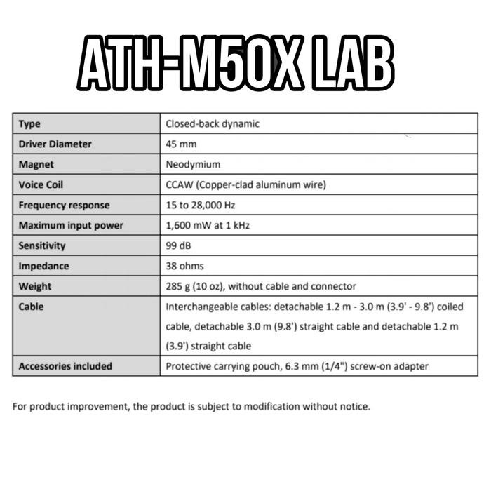 Audio Technica ATH M50x LAB / ATH-M50X LAB / ATH M50xBT2 LAB / ATH-M50xBT2 LAB Professional Monitor Headphones Original