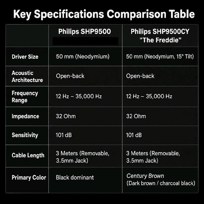 Philips SHP 9500 / SHP9500 / SHP 9500 CY / SHP9500CY (The Freddie) - Hi-Fi Wired Over Ear Open-Back Headphones Original