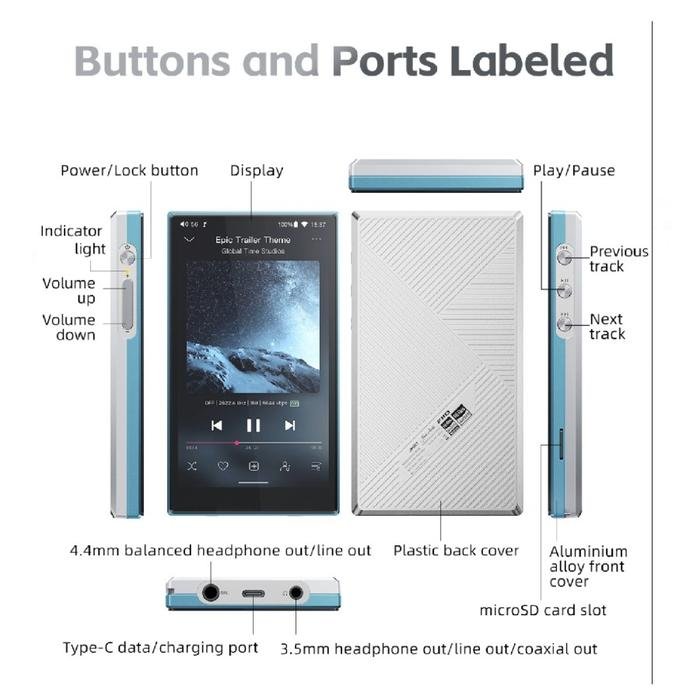 FiiO JM21 / JM 21 / JM-21 Dual CS43198 Portable Hi-Res Lossless Music Player with Android 13 and Snapdragon 680 Original