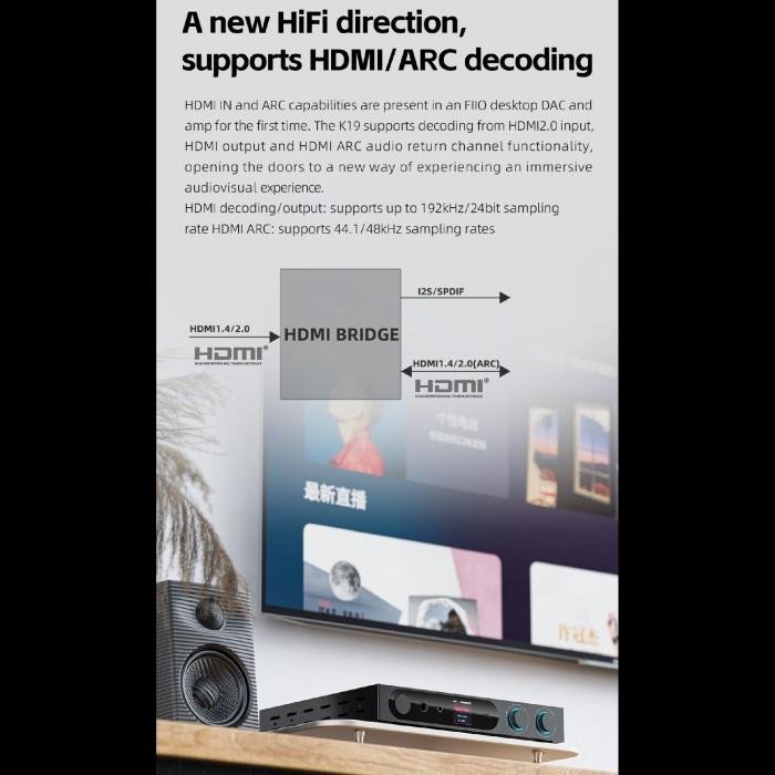Fiio K19 / K 19 Hi-Res Desktop DAC and Headphone Amplifier with Flagship DAC ES9039SPRO*2 - DAC Amp Original