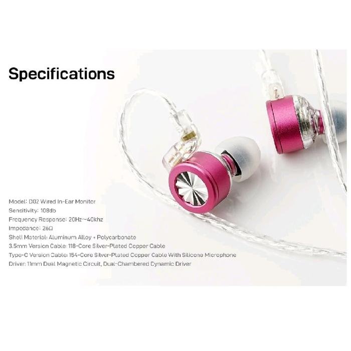 LETSHUOER D02 / D 02 / D-02 Hi-Fi In-Ear Monitor Wired Earphones / IEM Original