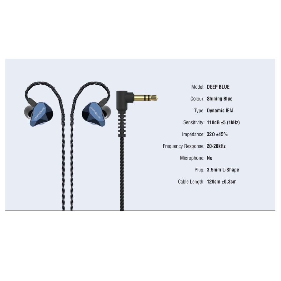 Canpur Deep Blue High Fidelity 10mm Dynamic Driver In Ear Monitor Earphone / IEM Original