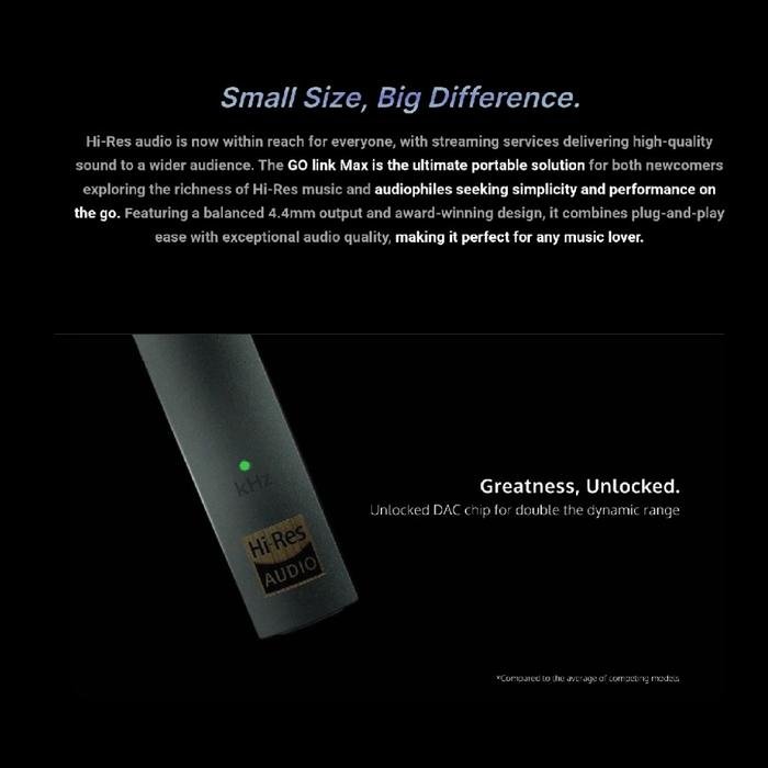 iFi Go Link Max Portable Hi-Res Headphone Amplifier DAC Dongle USB-C to 3.5/4.4mm with ESS Sabre ES9219 DAC Amp Original
