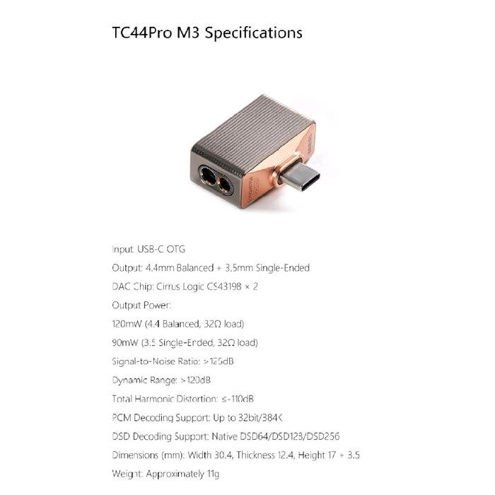 DD DDHIFI TC44Pro M3 / TC44 Pro M3 Mountain 3 / Mountain3 T-Shaped Hi-Res DAC & AMP Adapter Original
