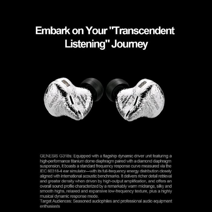 EarAcoustic Audio GENESIS G318s / G318 s / G 318s / G 318 s Hi-Fi 8.3mm Tesla Driver In Ear Monitor Earphone / IEM Original