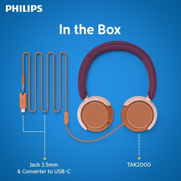 Philips TAK2000 On ear Headphone For Kids Original