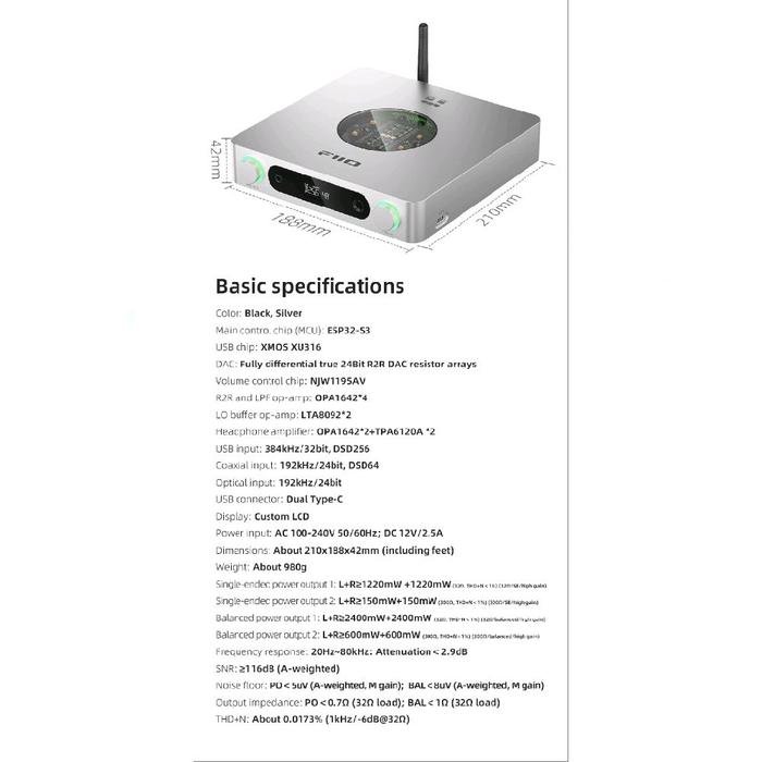 Fiio K13 R2R / K13R2R / K 13 R2R High Resolution Desktop DAC and Headphone Amplifier / DAC Amp Original