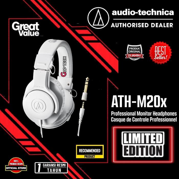 Audio Technica ATH-M20x / ATH M20X Professional Monitor Headphones Original - White