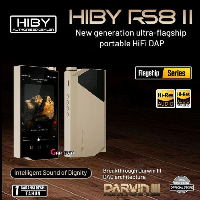 HIBY RS8 II / RS 8 II / RS8II - New Generation Ultra-Flagship Portable Hi-Fi Digital Audio Player / DAP Original - Gold