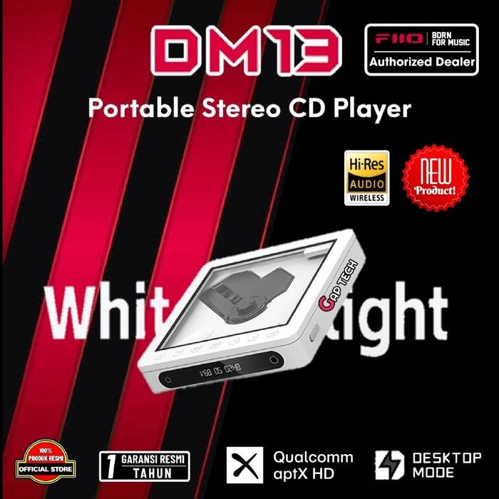 Fiio DM13 / DM-13 / DM 13 BT Hi-Fi Portable Stereo CD Player / Discman Original - WHITE SKYLIGHT
