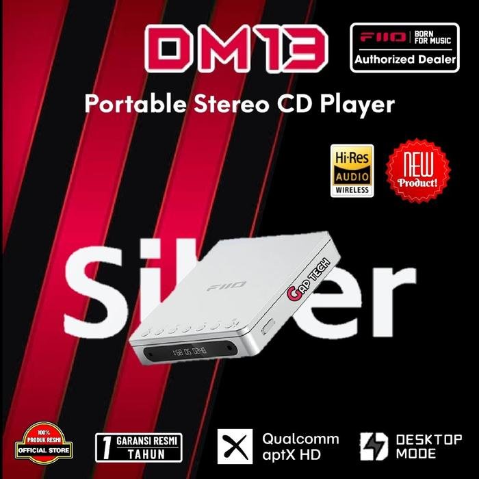 Fiio DM13 / DM-13 / DM 13 BT Hi-Fi Portable Stereo CD Player / Discman Original - Silver