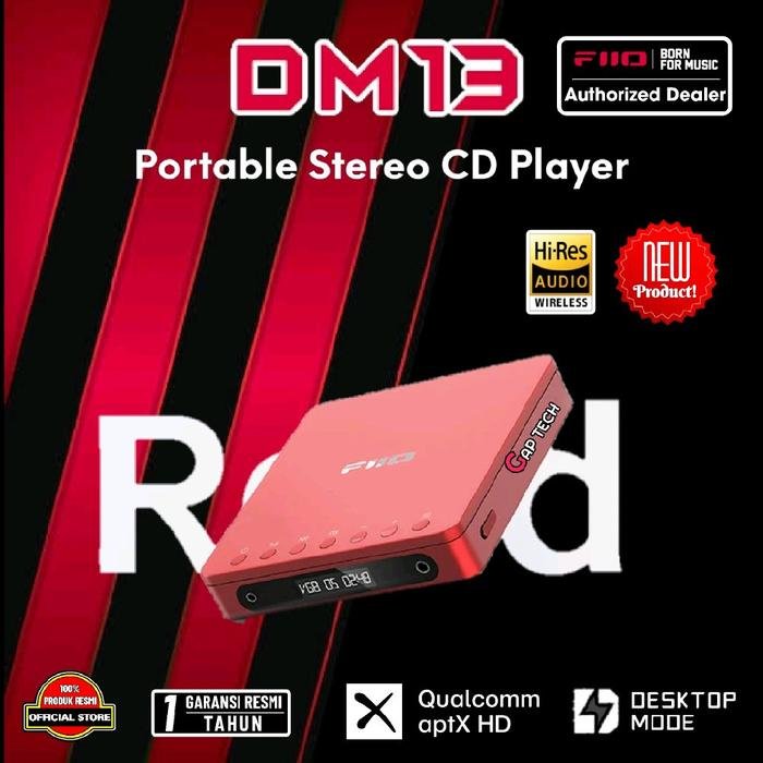 Fiio DM13 / DM-13 / DM 13 BT Hi-Fi Portable Stereo CD Player / Discman Original - Red