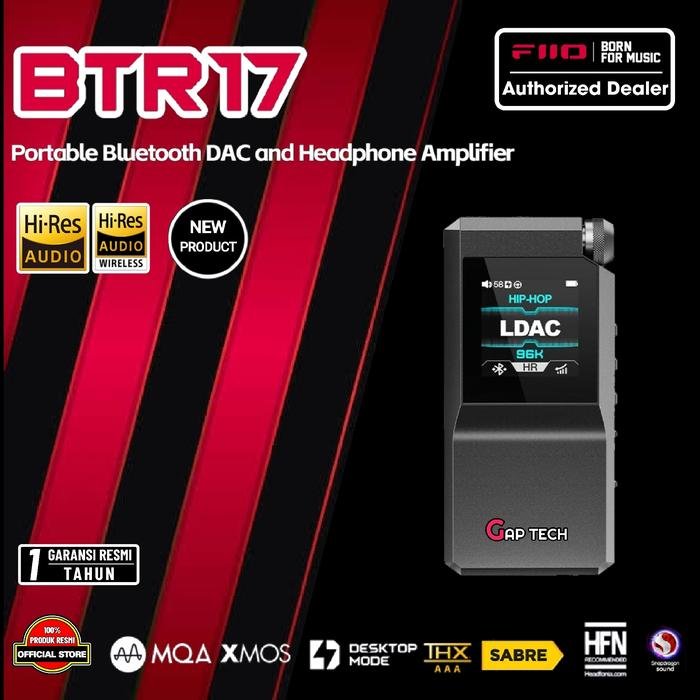 FiiO BTR17 / BTR 17 / BTR-17 Dual ES9069Q Portable DAC and Headphone Amplifier / DAC AMP Original - Black