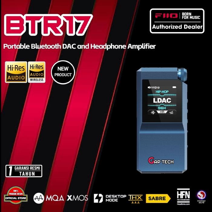 FiiO BTR17 / BTR 17 / BTR-17 Dual ES9069Q Portable DAC and Headphone Amplifier / DAC AMP Original - Blue