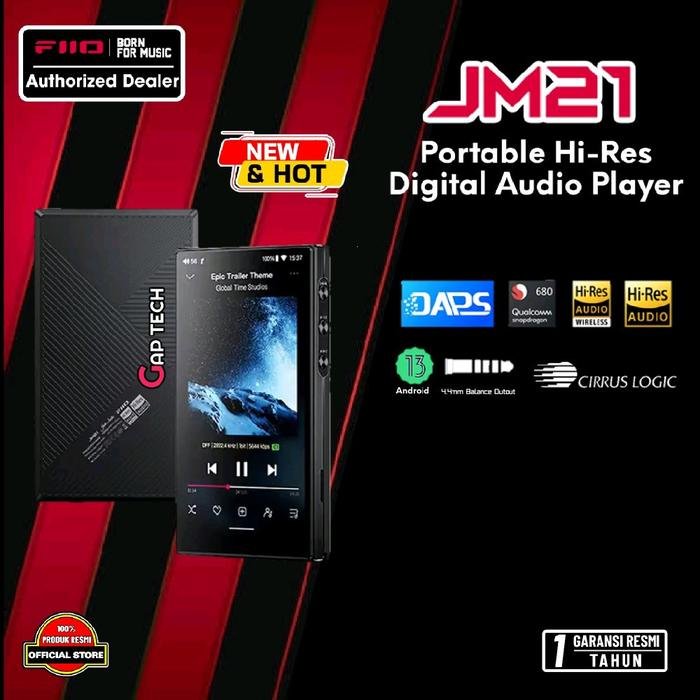 FiiO JM21 / JM 21 / JM-21 Dual CS43198 Portable Hi-Res Lossless Music Player with Android 13 and Snapdragon 680 Original - JM21 DAP - BLACK