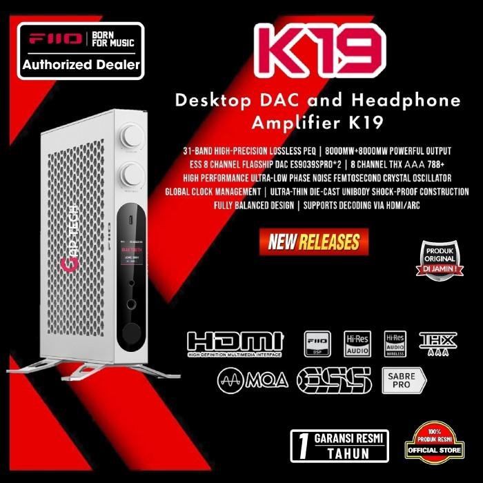Fiio K19 / K 19 Hi-Res Desktop DAC and Headphone Amplifier with Flagship DAC ES9039SPRO*2 - DAC Amp Original - Silver
