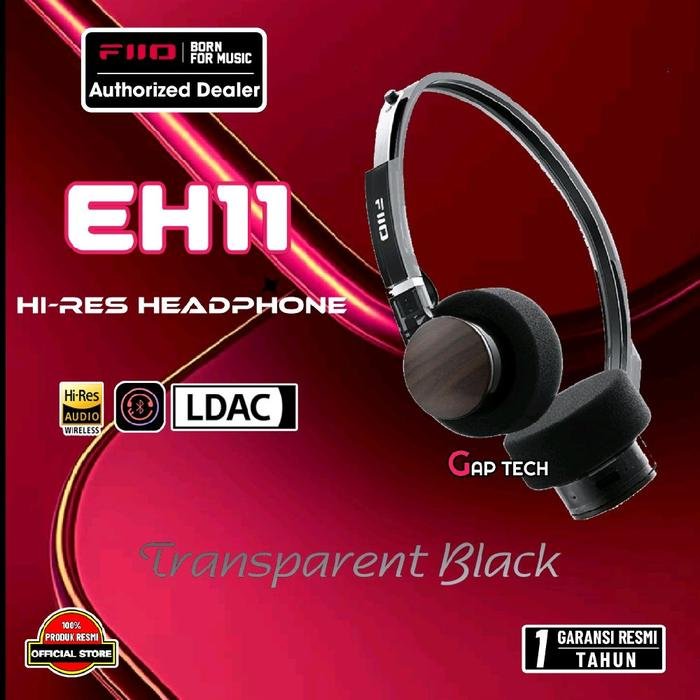 Fiio EH 11 / EH11 / EH-11 Hi-Res Retro Bluetooth Headphone Original - TRANSPARENT BLACK