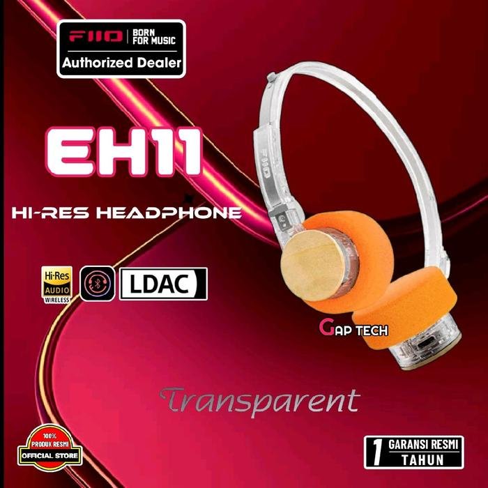 Fiio EH 11 / EH11 / EH-11 Hi-Res Retro Bluetooth Headphone Original - TRANSPARENT