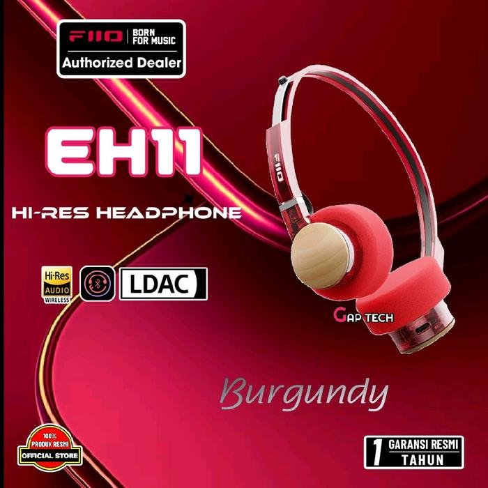 Fiio EH 11 / EH11 / EH-11 Hi-Res Retro Bluetooth Headphone Original - BURGUNDY