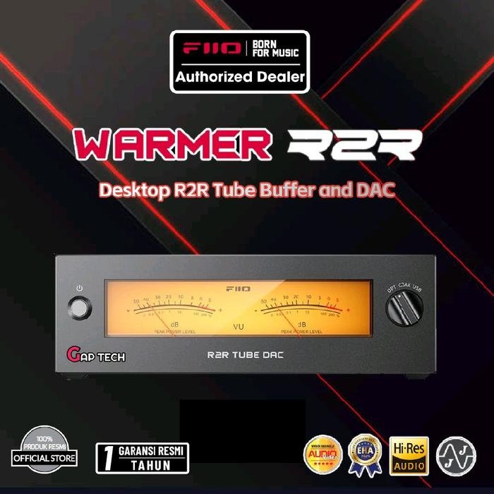 Fiio WARMER R2R Hi-Res Desktop Tube Buffer and R2R DAC with Dual VU Meters Original - Black