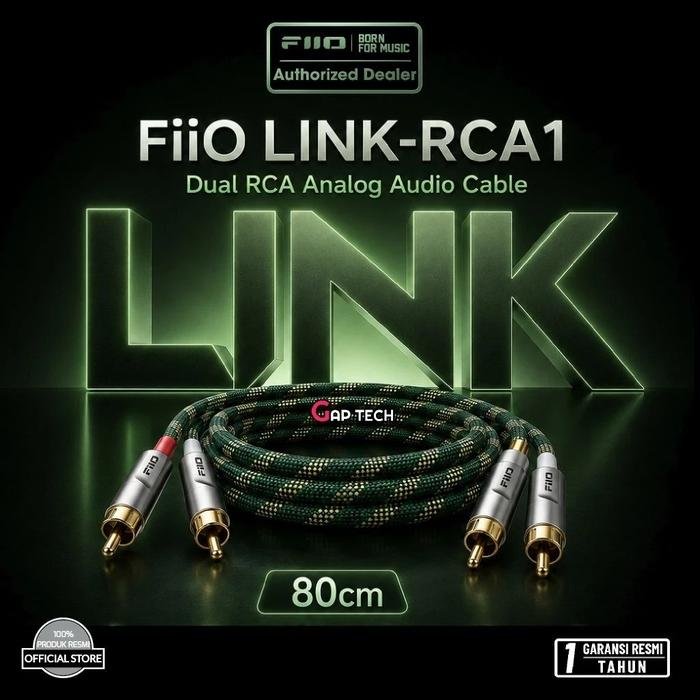 Fiio LINK Series USB / RCA / XLR / Coaxial Hi-Fi Audio Cables Silver Plated Monocrystalline Copper of Cables Original - LINK-RCA1 80CM