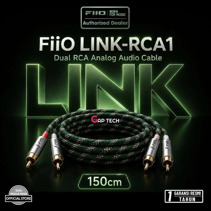 Fiio LINK Series USB / RCA / XLR / Coaxial Hi-Fi Audio Cables Silver Plated Monocrystalline Copper of Cables Original - LINK-RCA1 150CM