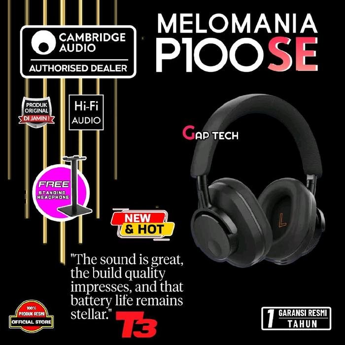Cambridge Melomania P100 / P 100 / P100 SE / P100SE / P 100 SE Premium Hi-Fi Over-Ear Headphones with Active Hybrid Noise Cancellation Headphone Original - P100SE BLACK