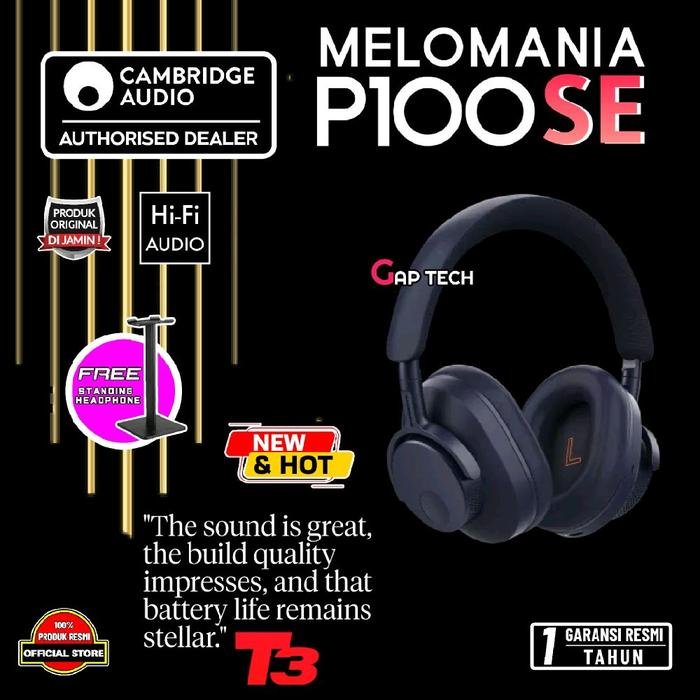 Cambridge Melomania P100 / P 100 / P100 SE / P100SE / P 100 SE Premium Hi-Fi Over-Ear Headphones with Active Hybrid Noise Cancellation Headphone Original - P100SE BLUE