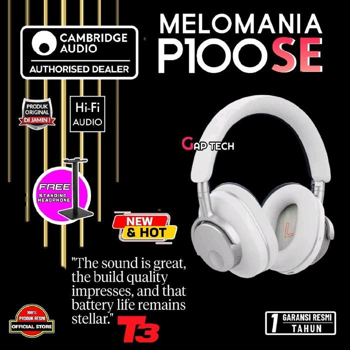 Cambridge Melomania P100 / P 100 / P100 SE / P100SE / P 100 SE Premium Hi-Fi Over-Ear Headphones with Active Hybrid Noise Cancellation Headphone Original - P100SE WHITE