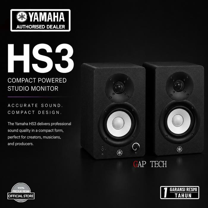 Yamaha HS3 HS 3 Studio Monitor Professional Speaker Monitoring Original - Black
