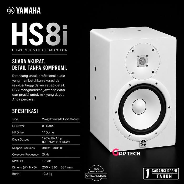Yamaha HS8 HS8i HS 8 8inc 2-Way Powered Studio Monitor Speaker Original - White
