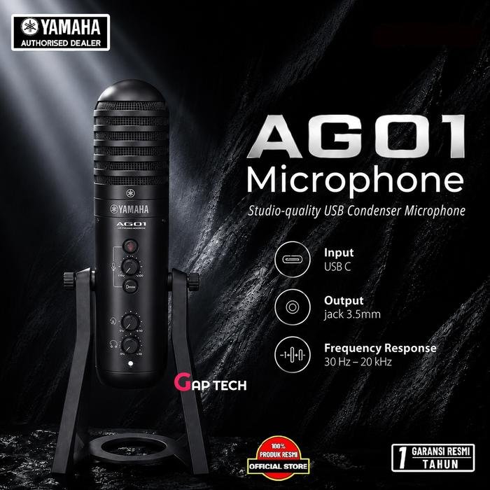 Yamaha AG01 / AG 01 Live Streaming USB Microphone Condenser with integrated high-performance Mixer Original - Black