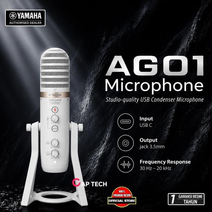 Yamaha AG01 / AG 01 Live Streaming USB Microphone Condenser with integrated high-performance Mixer Original - White