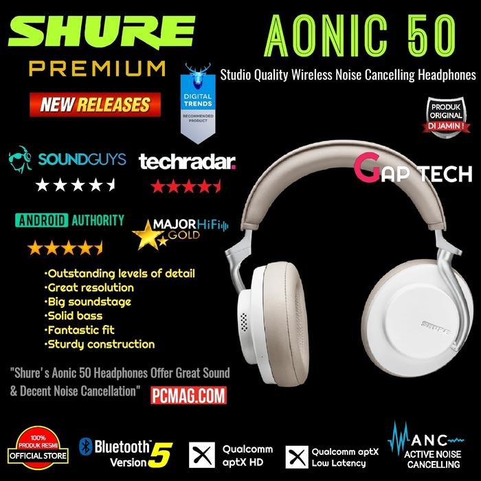 SHURE AONIC 50 Premium Over-Ear Wireless Noise Cancelling Headphones Original - White