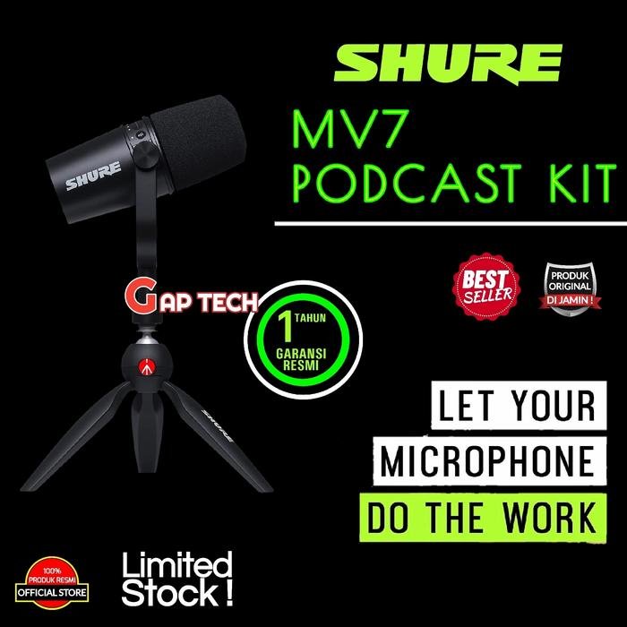 SHURE MV7 / MV 7 / MV7X XLR / MV7 X / MV 7X / MV7+ / MV7 + / MV7 Plus / MV7Plus Podcast Microphone For Podcasters, Gamers, Musicians Original - MV7 PODCAST KIT