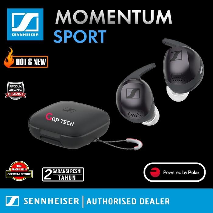 Sennheiser Momentum Sport Crystal-Clear Sound with Adaptive Active Noise Cancellation and A Powerful New Transducer True Wireless Earbuds / TWS Original - Graphite