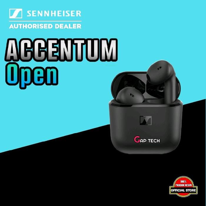 Sennheiser Accentum Open Lightweight True Wireless Open-Ear Earbuds with IPX4 Original - Black