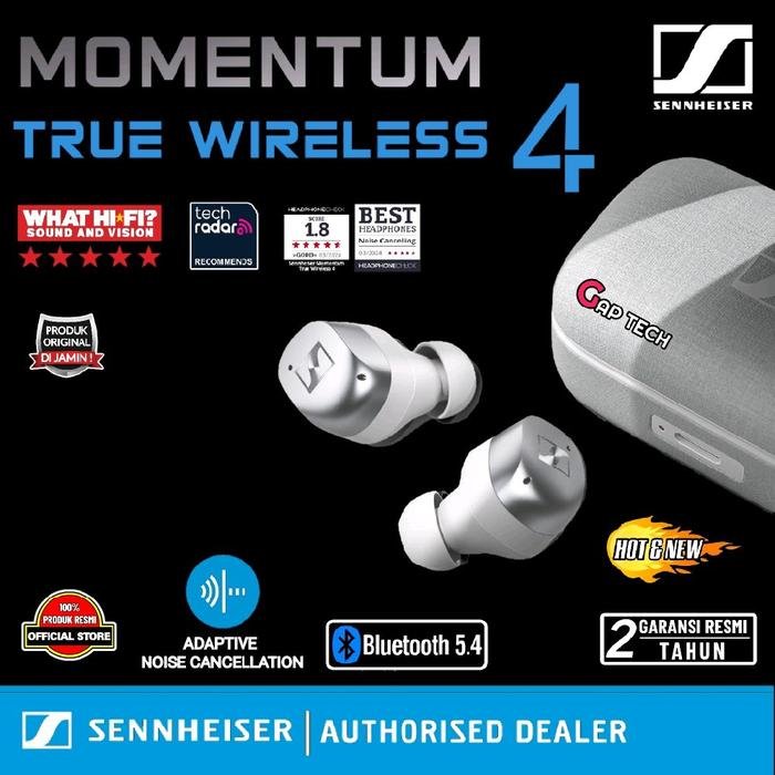 Sennheiser MOMENTUM True Wireless 4 / TWS 4 / TWS4 Premium Adaptive Active Noise Cancelling True Wireless Earbud Original - WHITE SILVER