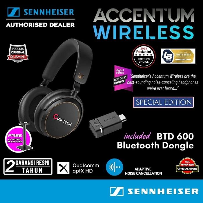 Sennheiser Accentum Wireless Noise Cancelling Bluetooth Headphone Original - Black Copper SE