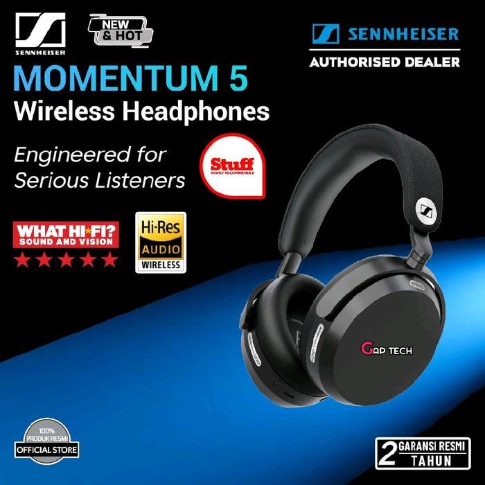Sennheiser Momentum 5 / Momentum 5th Gen - Premium Wireless Bluetooth Headphones with Adaptive Noise Cancellation Headphone Original - Black