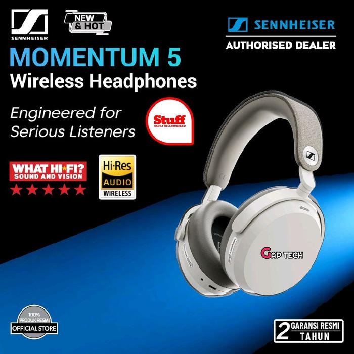 Sennheiser Momentum 5 / Momentum 5th Gen - Premium Wireless Bluetooth Headphones with Adaptive Noise Cancellation Headphone Original - White