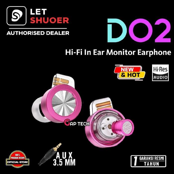 LETSHUOER D02 / D 02 / D-02 Hi-Fi In-Ear Monitor Wired Earphones / IEM Original - BERRY