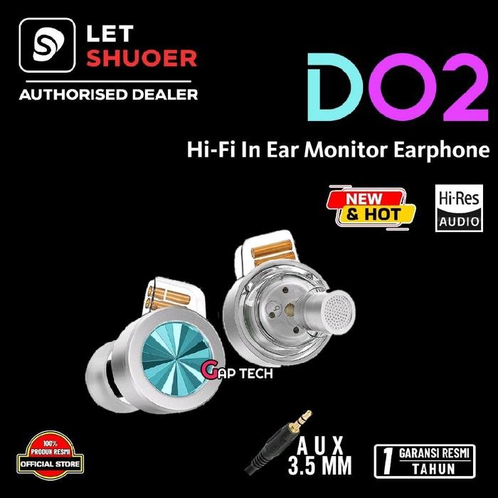 LETSHUOER D02 / D 02 / D-02 Hi-Fi In-Ear Monitor Wired Earphones / IEM Original - AQUA