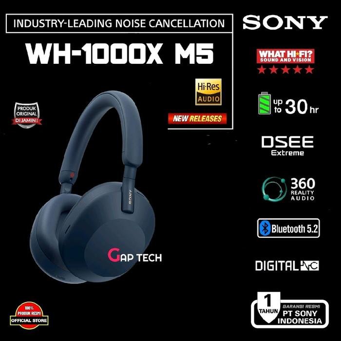 Sony WH 1000XM5 / WH1000XM5 / WH 1000X M5 NC Wireless Headphone Original - MIDNIGHT BLUE