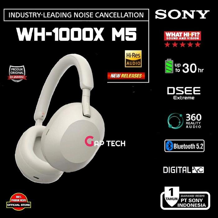 Sony WH 1000XM5 / WH1000XM5 / WH 1000X M5 NC Wireless Headphone Original - Silver