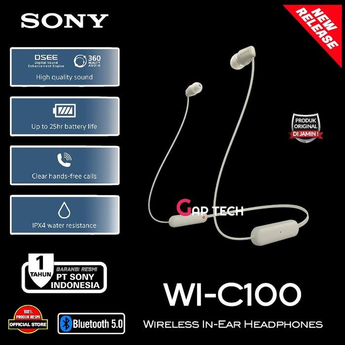 Sony WI-C100 / WI C 100 Wireless In-Ear Headphones with Microphone Original - Taupe
