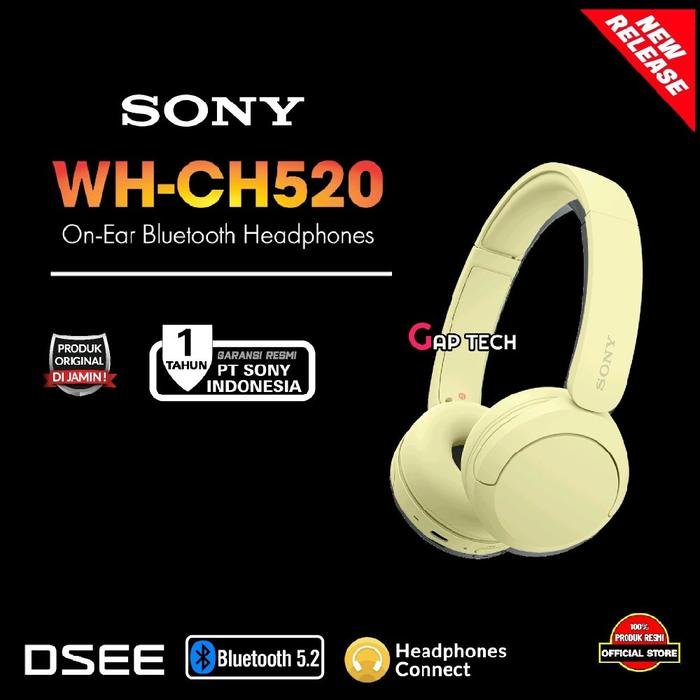 Sony WH CH520 / CH 520 Successor WH CH510 On-Ear Bluetooth Headphones Original - Yellow